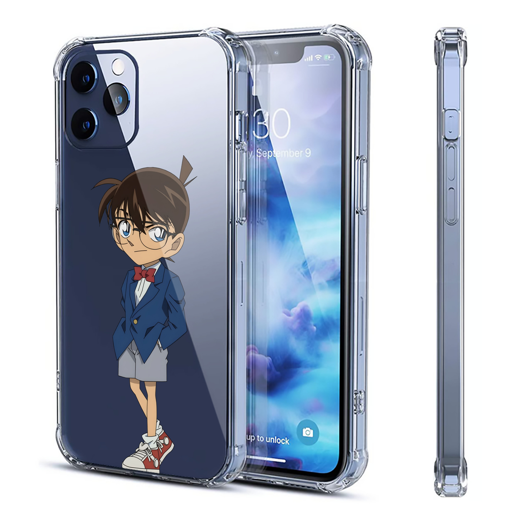 （画像用） 名探偵コナン 江戸川 コナン Detective Conan Conan Edogawa 【iPhone 12シリーズ対応】透明スマホケース（クリアソフトケース）